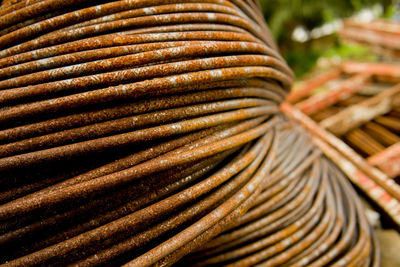 Close-up of stack of firewood