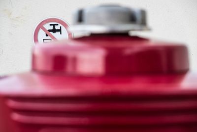 Close-up view of red pipe