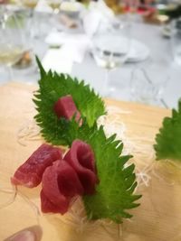Close-up of served food in plate