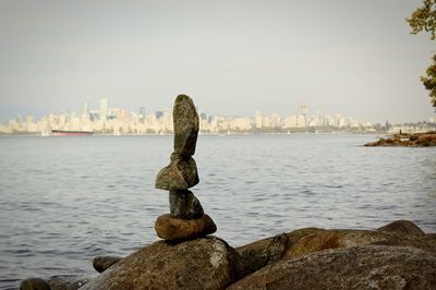 Stack of rocks on sea