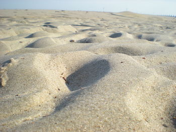 High angle view of sand at beach