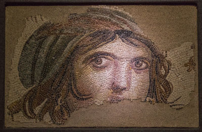 Close-up portrait of a serious young woman