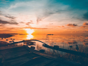 Scenic view of sea against sky during sunset