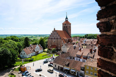 Low angle view of buildings in city