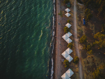 High angle view of water and beach 