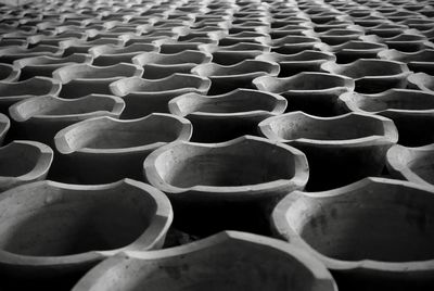 Full frame shot of empty bowls