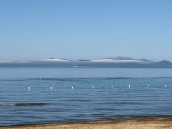 Scenic view of sea against clear sky