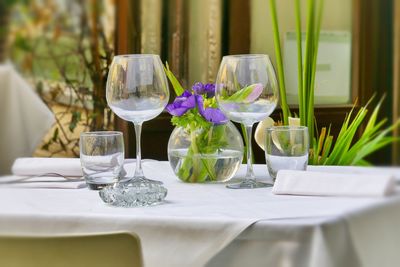 Glass of drinking glasses on table