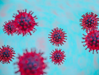 Close up of virus against colored background