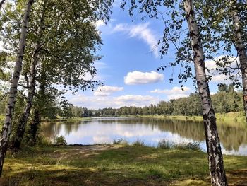 Scenic view of lake against sky