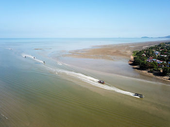 High angle view of beach against sky