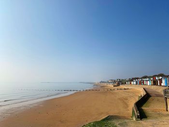 Scenic view of beach against clear sky