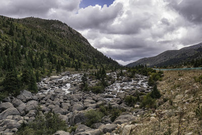 Scenic view of rocky mountains against sky