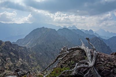 Scenic view of mountains against sky