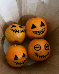 High angle view of pumpkin on table