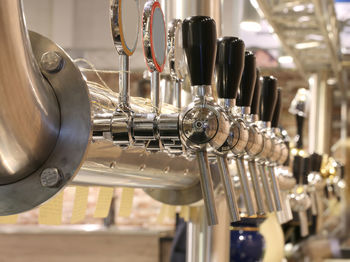 Close-up of objects in row