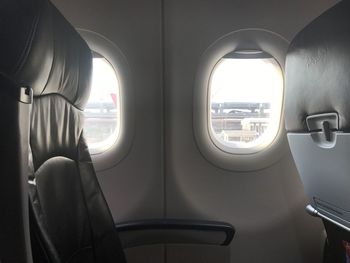 Airplane seen through window