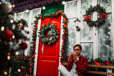 Full frame shot of christmas tree