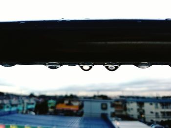 Close-up of water drops on glass