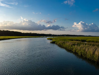 Scenic view of lake against sky