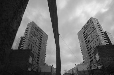 Low angle view of skyscrapers against sky