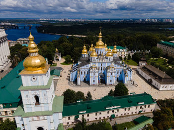 High angle view of buildings in city