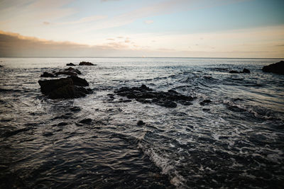 Scenic view of sea during sunset