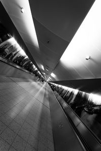 View of illuminated underground walkway