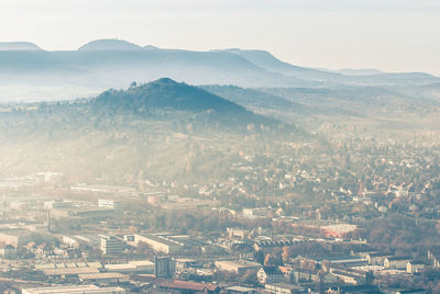 High angle view of cityscape against sky