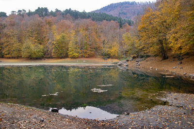 Scenic view of lake by mountain