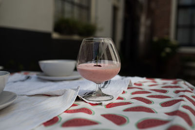 Close-up of ice cream on table