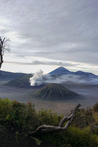 View of mount bromo on the island of java