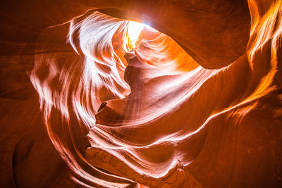Low angle view of illuminated canyon