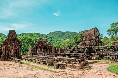 Old temple building against sky