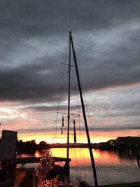 Silhouette of harbor at sunset