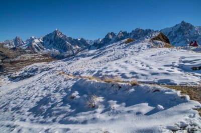 Scenic view of snowcapped mountains