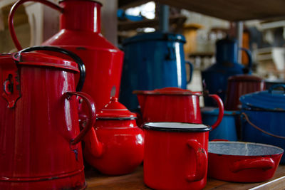 Close-up of crockery on table