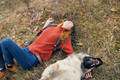 View of dog on field