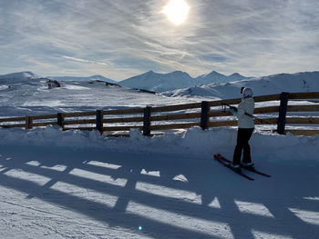 Scenic view of snowcapped mountain against sky