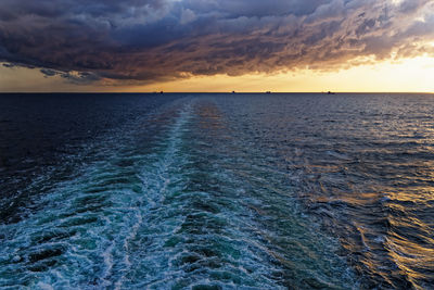 Scenic view of sea against sky during sunset