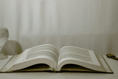 Close-up of open book on table
