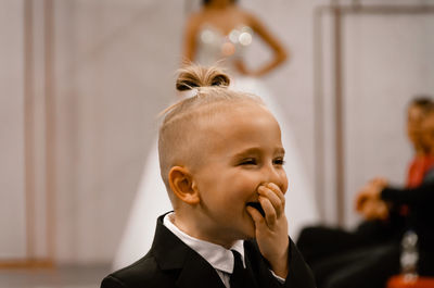 Portrait of boy looking away