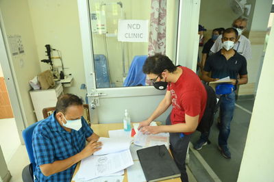 People working on table