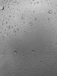 Full frame shot of raindrops on glass window