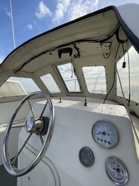 Helm on a small fishing boat