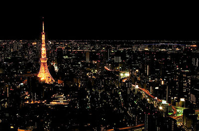 Illuminated city at night