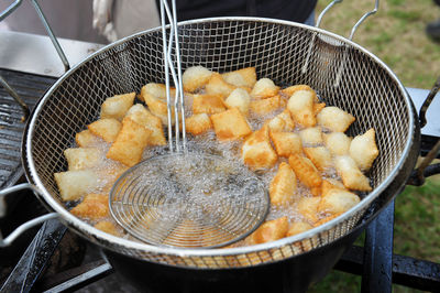 Fried dumplings, fried, hot oil - skimmer for fried