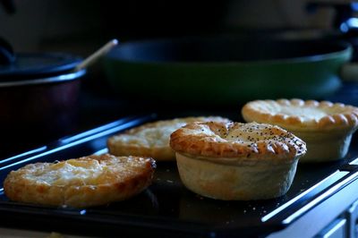 Close-up of fresh baked mini tarts