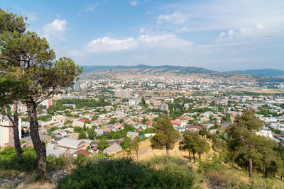 High angle view of townscape against sky