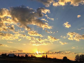 Scenic view of silhouette trees against sky during sunset